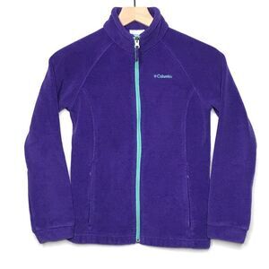 Columbia Fleece Jacket Girls Youth Size L Large 14-16 Purple Full Zip